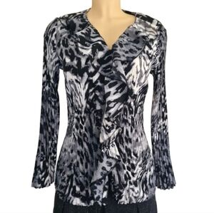 Animal Print Buttom Down Ruffle Neck Blouse Size  S